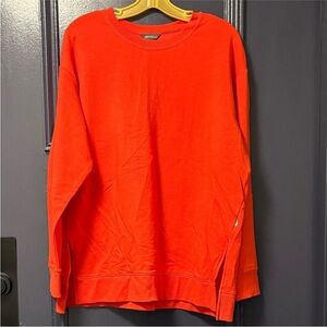 Eddie Bauer Crew Neck Sweater Split Hem Orange XL